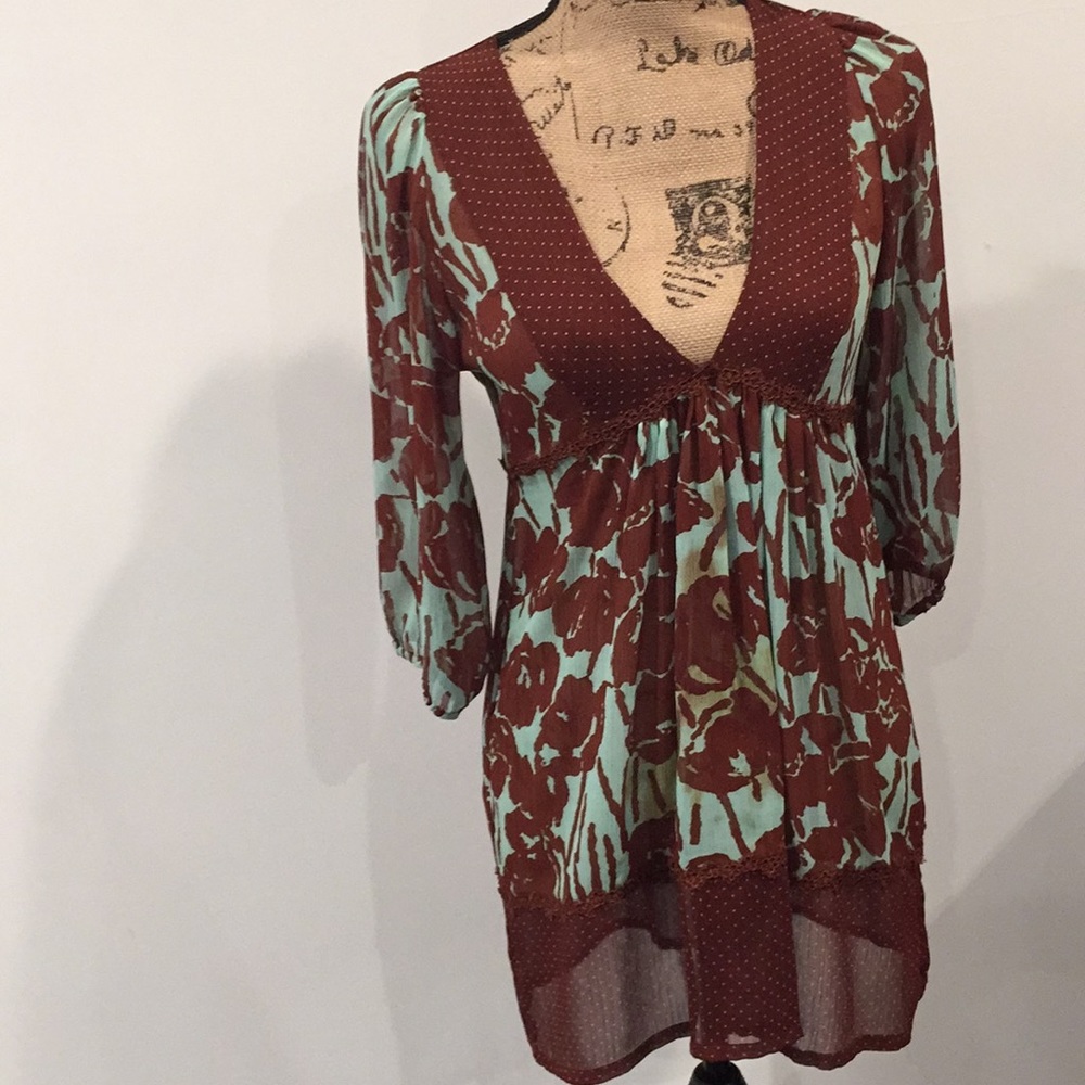 Shirt brown and mint green color